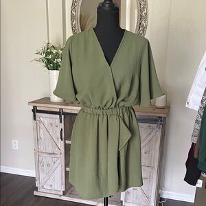 Emma & Michele Olive Green Midi Dress with built in skort. Size small